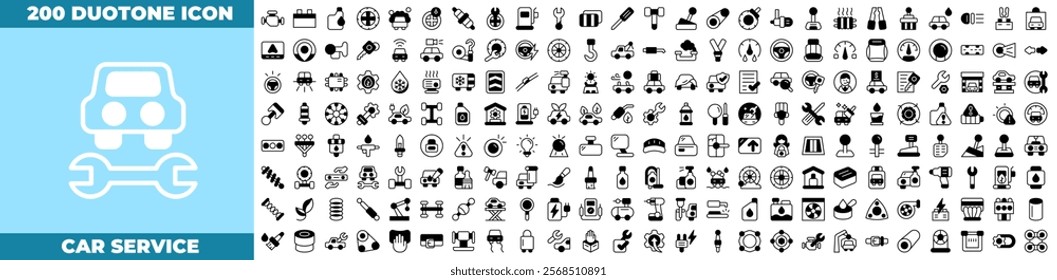 Car Service Duotone Editable Icons set. Vector illustration in modern thin duotone style of car service icons: car, maintenance, repair, etc