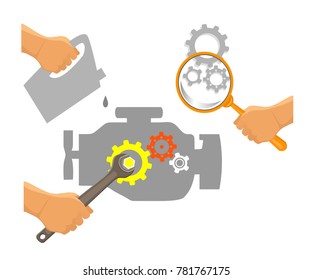 Car service elements illustration. Auto service center