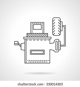 Equipo de servicio de coche. Equilibrador de alineación de ruedas. Icono de Vector de estilo de línea plana. Elementos de Diseño web para los negocios.