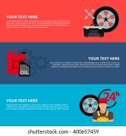 Car service flat icon set. Auto mechanic service flat icons of maintenance car repair and working. Auto mechanic design concept set with flat icons. Isolated vector illustration