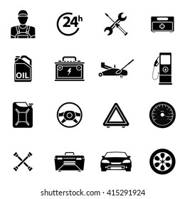 Car service flat icon set. Auto mechanic service flat icons of maintenance car repair and working. Auto mechanic design concept set with flat icons. Isolated vector illustration