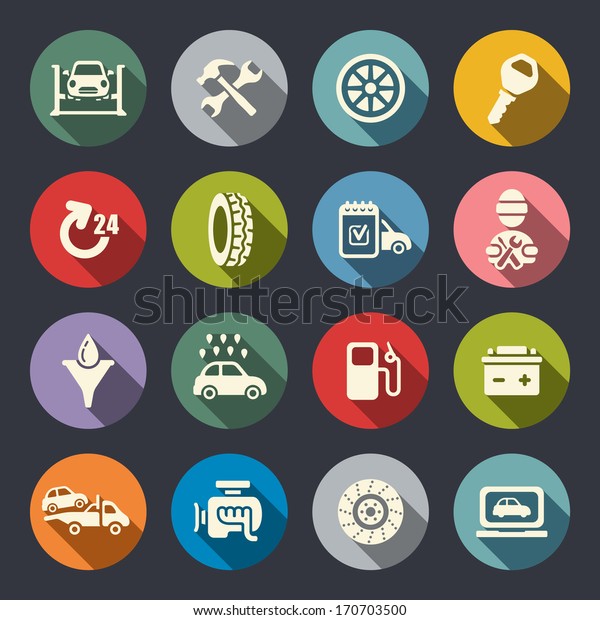 Car Service Flat Icon Set Stock Vector (Royalty Free) 170703500 ...