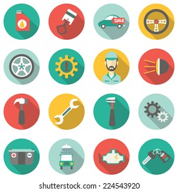 Car service flat icons. Vector illustration