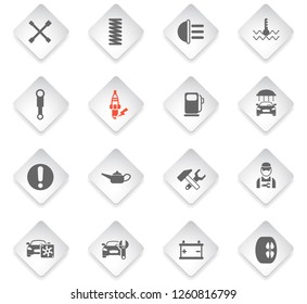 car service flat rhombus web icons for user interface design