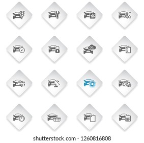 car service flat rhombus web icons for user interface design