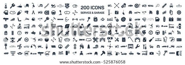 Car service & garage 200
isolated icons set on white background, repair, car detail
