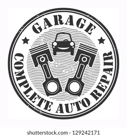 Car service garage grunge stamp, vector illustration