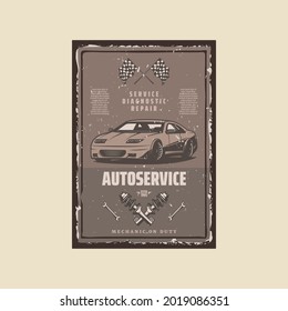 car service and garage poster retro vintage vector