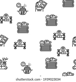 Ilustración de líneas delgadas del vector de garaje del servicio de coches