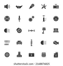 car service glyph icons isolated on white background. car service glyph icon set for web, mobile apps, ui design, print polygraphy and promo advertising business