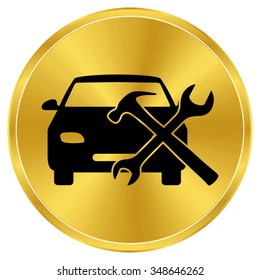 car service - gold vector icon