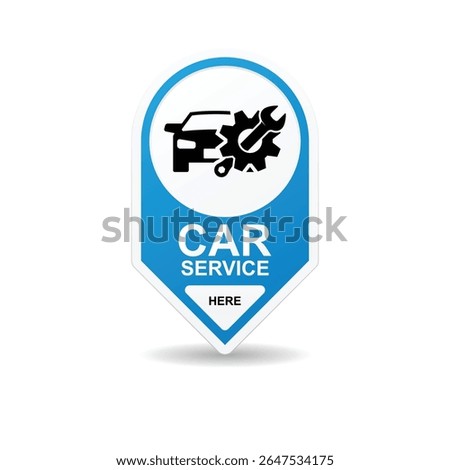 Car service here sign isolated on background vector illustration.