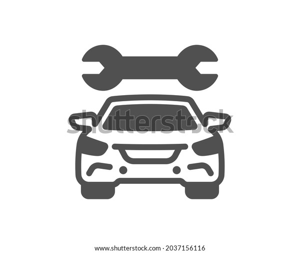 Car service icon. Auto repair sign. Garage service\
symbol. Classic flat style. Quality design element. Simple car\
icon. Vector