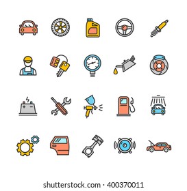 Car Service Icon Color Set. Vector illustration