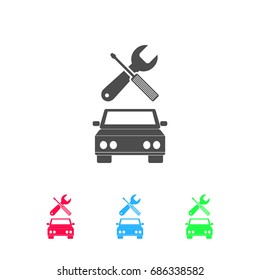 Car service icon flat. Color pictogram on white background. Vector illustration symbol and bonus icons