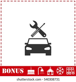 Car service icon flat. Simple vector symbol and bonus icon