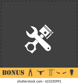 Car service icon flat. Simple vector symbol and bonus icon