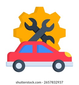 Ilustración vectorial plana del icono del servicio del coche