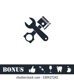 Car service icon flat. Vector illustration symbol and bonus pictogram