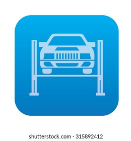Car service icon on blue button background,clean vector