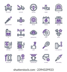 Car Service Icon Pack für Ihr Website-Design, Logo, App und Benutzeroberfläche. Auto Service Symbol duale Tongestaltung. Vektorgrafik-Illustration und bearbeitbarer Strich.