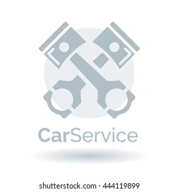 Car service icon with pistons and conrods vehicle engine parts. Vector illustration.