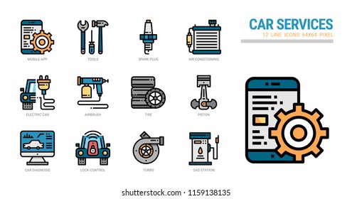 Car service icon set.
