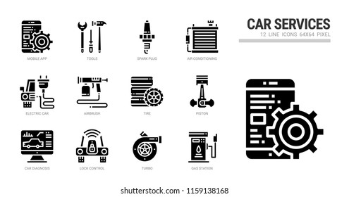 Car service icon set.