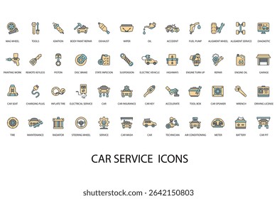 car service icon set collection .design style with background