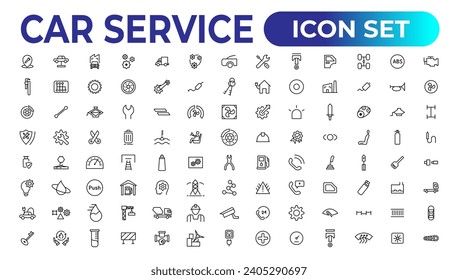 Car service icon set with editable stroke and white background. Auto service, car repair icon set. Car service and garage.
