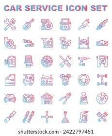 Car service icon set gradient style