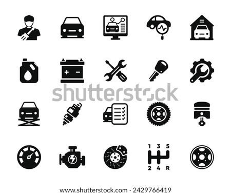 Car service icon set isolated on white background
