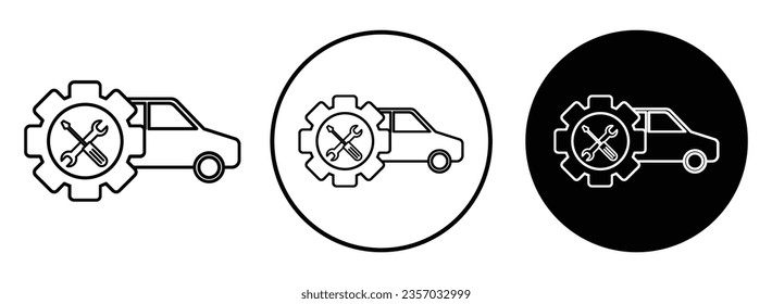 Car service Icon set. mechanic automotive workshop vector symbol. auto vehicle sign in black filled and outlined style.