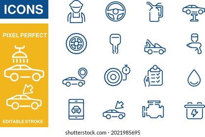 Diseño vectorial de conjunto de iconos de servicio de automóvil 