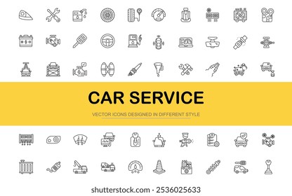 Car Service icon set. Vector illustration in modern thin line style of computer graphics related icons.