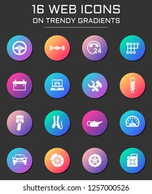 car service icon set. car service web icons on round trendy gradients