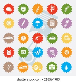 Car service icon set,colour version,clean vector