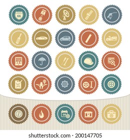 Car service icon set,Retro button