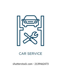 icono de servicio de coche. Icono de contorno lineal delgado del servicio del coche aislado en fondo blanco. Señal de servicio de coche vector de línea, símbolo para web y móvil