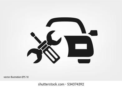 Car service icon vector EPS 10, abstract sign logo silhouette  flat design,  illustration modern isolated badge for website or app - stock info graphics.