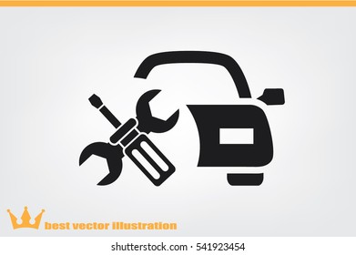 Car service icon vector EPS 10, abstract sign logo silhouette  flat design,  illustration modern isolated badge for website or app - stock info graphics.
