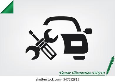Car service icon vector EPS 10, abstract sign logo silhouette  flat design,  illustration modern isolated badge for website or app - stock info graphics.