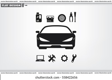 Car service icon vector EPS 10, abstract sign logo silhouette  flat design,  illustration modern isolated badge for website or app - stock info graphics.