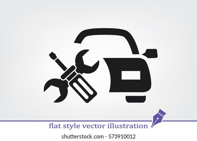 Car service icon vector EPS 10, abstract sign logo silhouette  flat design,  illustration modern isolated badge for website or app - stock info graphics 