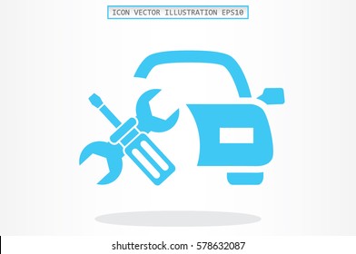 Car service icon vector EPS 10, abstract sign logo silhouette  flat design,  illustration modern isolated badge for website or app - stock info graphics.