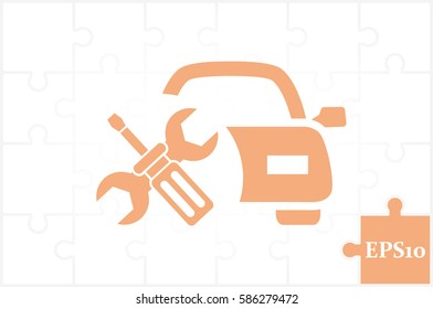 Car service icon vector EPS 10, abstract sign logo silhouette  flat design,  illustration modern isolated badge for website or app - stock info graphics