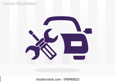 Car service icon vector EPS 10, abstract sign logo silhouette  flat design,  illustration modern isolated badge for website or app - stock info graphics