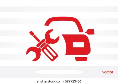 Car service icon vector EPS 10, abstract sign logo silhouette  flat design,  illustration modern isolated badge for website or app - stock info graphics