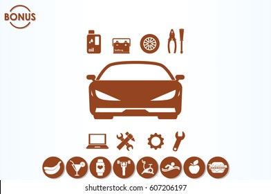 Car service icon vector EPS 10, abstract sign logo silhouette  flat design,  illustration modern isolated badge for website or app - stock info graphics