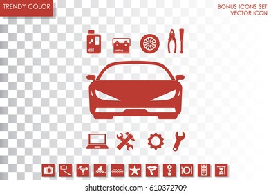 Car service icon vector EPS 10, abstract sign logo silhouette  flat design,  illustration modern isolated badge for website or app - stock info graphics